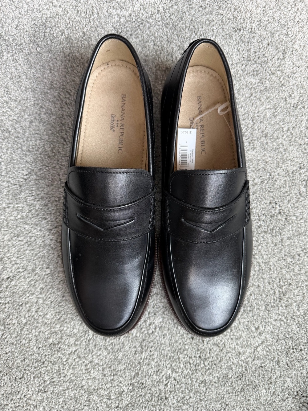 Banana Republic O’Rourke Black Leather Penny Loafers Men’s 8 NWT - Picture 3 of 3